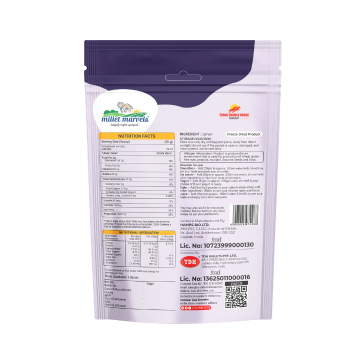 Jamun Freeze Dried Fruit – 100% Natural Superfruit Snack