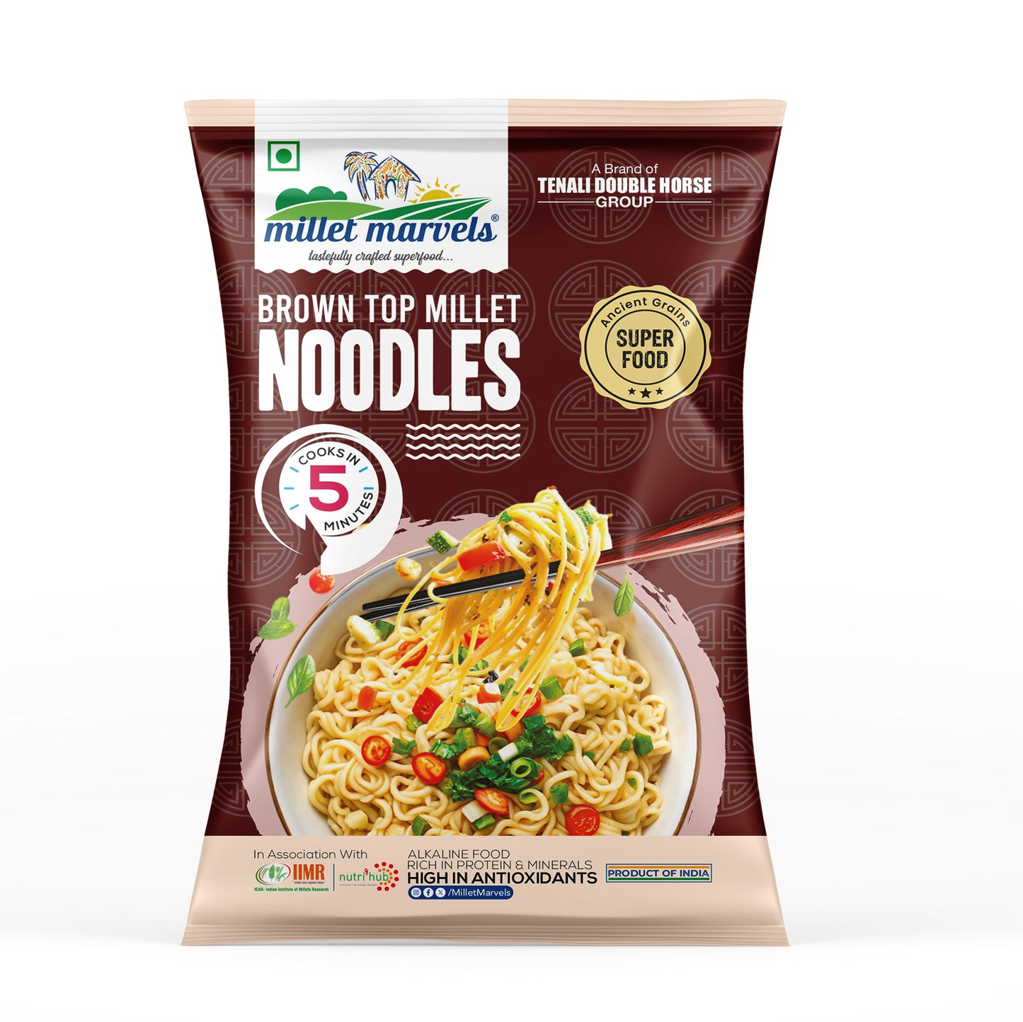 TDH Millets Brown Top Millet Noodles by Tenali Double Horse