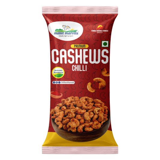 Chilli Cashews 25g – Spicy Premium Snack | Millet Marvels