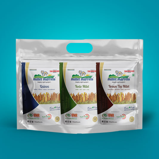 pack of 3 millet grains - quinoa kodo browntop